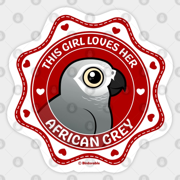 This Girl Loves Her African Grey Sticker by birdorable